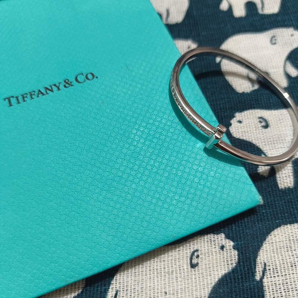 Tiffany T1 Narrow Diamond Hinged Platinum Bracelet